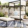 Ryegate 2pc 4' Mini Patio Daybed With Ottoman Weathered Teak - Threshold™