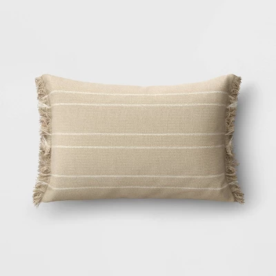 Textured Linen Striped Throw Pillow Neutral - Threshold™ 5 Textured Linen Striped Throw Pillow Neutral - Threshold™ - Image 5