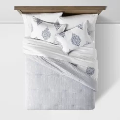 Reversible Medallion Family-Friendly Comforter & Sham Set White/Blue - Threshold™ -Home Decor Store GUEST 09637872 518f 421a b25c 46e43091aa78