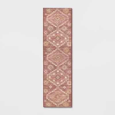 Southbury Washable Printed Diamond Persian Style Rug Rust - Threshold™ 4 Southbury Washable Printed Diamond Persian Style Rug Rust - Threshold™ - Image 4