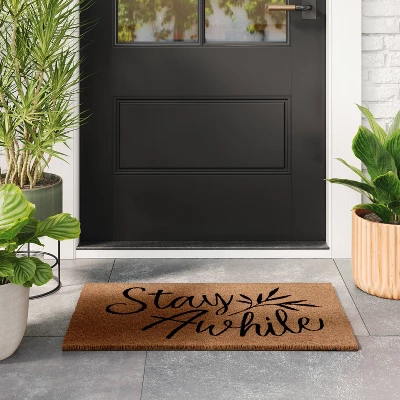1'6"x2'6" Stay Awhile Coir Doormat Natural - Threshold™ 1 1'6"x2'6" Stay Awhile Coir Doormat Natural - Threshold™