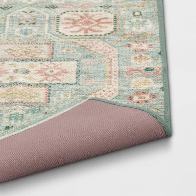 2'3"x3'9" Washable Persian Style Accent Rug Green - Threshold™ 3 2'3"x3'9" Washable Persian Style Accent Rug Green - Threshold™ - Image 3