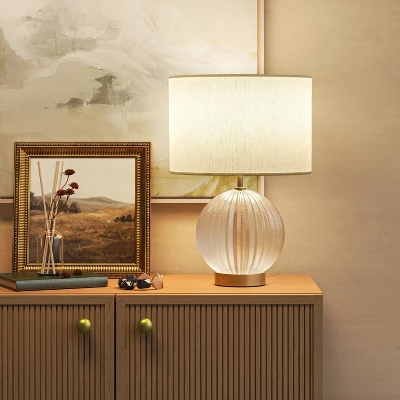 Small Ribbed Glass Lamp Base Clear - Threshold™ 2 Small Ribbed Glass Lamp Base Clear - Threshold™ - Image 2