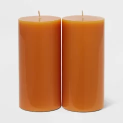 2pk Pillars Vanilla Pumpkin Orange - Threshold™ -Home Decor Store GUEST 12a6aab2 961f 4784 89cb 7439c8bff678
