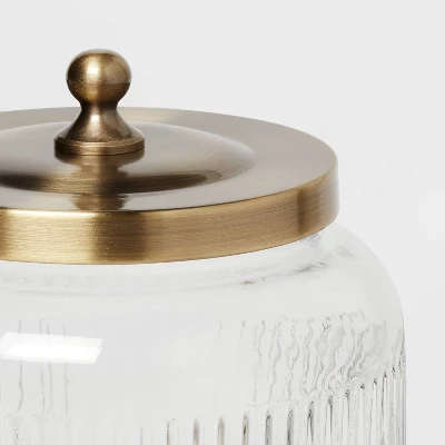 Large Bath Glass Canister Brass - Threshold™ 3 Large Bath Glass Canister Brass - Threshold™ - Image 3