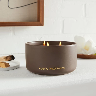 15oz Ceramic Jar 3-Wick Black Label Rustic Palo Santo Candle - Threshold™ 1 15oz Ceramic Jar 3-Wick Black Label Rustic Palo Santo Candle - Threshold™