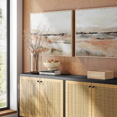 (Set Of 2) 24" X 30" Faded Landscape Framed Wall Canvases Natural - Threshold™ 1 (Set Of 2) 24" X 30" Faded Landscape Framed Wall Canvases Natural - Threshold™