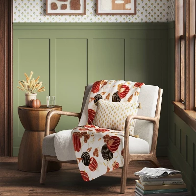 Pumpkin Printed Plush With Shearling Reverse Throw Blanket - Threshold™ 1 Pumpkin Printed Plush With Shearling Reverse Throw Blanket - Threshold™