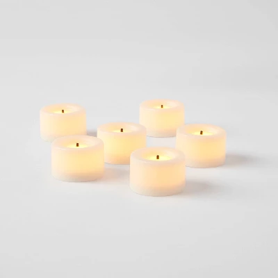 6pk LED Tealight Flameless Black Wick Candle Cream - Threshold™ 2 6pk LED Tealight Flameless Black Wick Candle Cream - Threshold™ - Image 2