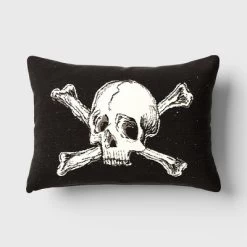 Oversize Skull And Crossbones Woven Cotton Lumbar Halloween Throw Pillow Black - Threshold™ -Home Decor Store GUEST 1d93023f 85e9 4368 9e88 36202b7344a5