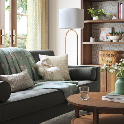 Textural Solid Square Throw Pillow - Threshold™ 1 Textural Solid Square Throw Pillow - Threshold™