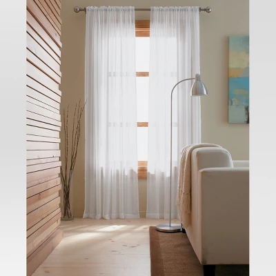 1pc 52"x84" Sheer Chiffon Curtain Panel White - Threshold™ 1 1pc 52"x84" Sheer Chiffon Curtain Panel White - Threshold™