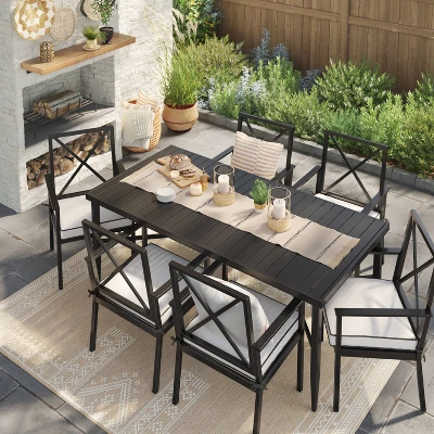 2pc Searsburg Aluminum Outdoor Patio Dining Chairs Arm Chairs Black - Threshold™ 1 2pc Searsburg Aluminum Outdoor Patio Dining Chairs Arm Chairs Black - Threshold™