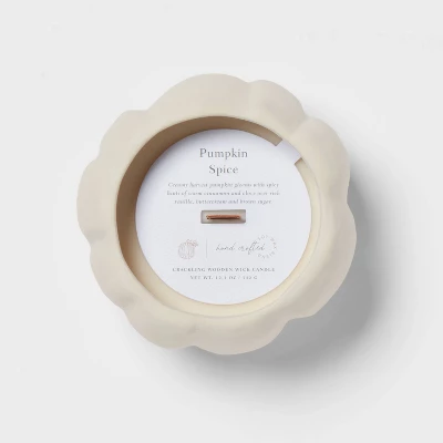 12oz Brushed Abstract Pumpkin Ceramic With Woodwick And Dustcover Warm Cider + Cinnamon Candle - Threshold™ 4 12oz Brushed Abstract Pumpkin Ceramic With Woodwick And Dustcover Warm Cider + Cinnamon Candle - Threshold™ - Image 4