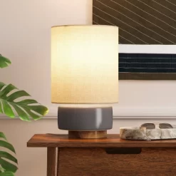 Ceramic Table Lamp With Wood Base - Threshold™