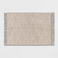 Diamond With Fringe Rug Gray - Threshold™ -Home Decor Store GUEST 3d35566a 7cb6 48a8 968d cc81e5d838e7