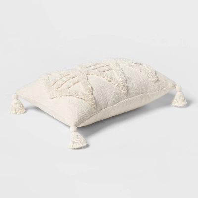 Oblong Tufted Diamond Tassel Decorative Throw Pillow Natural - Threshold™ 2 Oblong Tufted Diamond Tassel Decorative Throw Pillow Natural - Threshold™ - Image 2