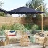 11'x11' Offset Solar Outdoor Market Umbrella Navy - Light Wood Pole - Threshold™