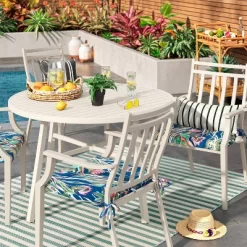 5'x7' Narrow Wornstripe Rectangular Woven Outdoor Area Rug Turquoise Blue - Threshold™