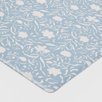 60" X 20" Floral Comfort Runner Mat Blue - Threshold™ 2 60" X 20" Floral Comfort Runner Mat Blue - Threshold™ - Image 2