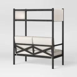 Ryegate 2pc 4' Mini Patio Daybed With Ottoman Weathered Teak - Threshold™ -Home Decor Store GUEST 52a56e94 f01a 4e67 98c5 74cb41f35e91