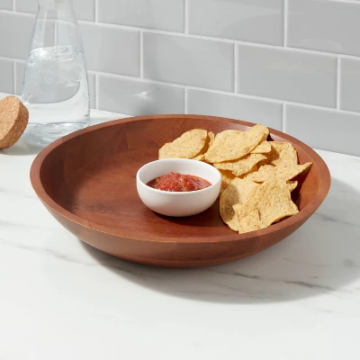 2pc Ceramic Signature Chip And Dip Serving Bowl - Threshold™ 1 2pc Ceramic Signature Chip And Dip Serving Bowl - Threshold™