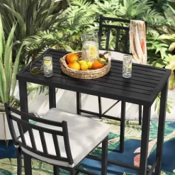 Fairmont Bar Height Rectangle Patio Dining Table - Black - Threshold™