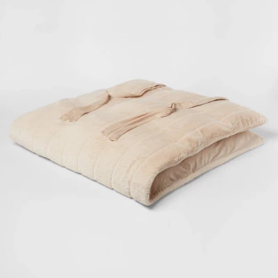 Luxe Channel Faux Fur Lounge Pillow Khaki - Threshold™ 2 Luxe Channel Faux Fur Lounge Pillow Khaki - Threshold™ - Image 2