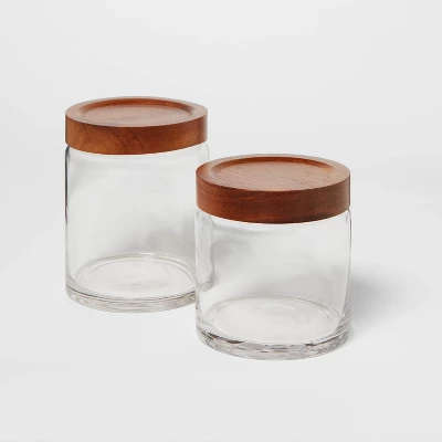Canister Acacia/Glass Small - Threshold™ 3 Canister Acacia/Glass Small - Threshold™ - Image 3