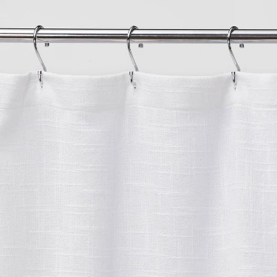 Woven Shower Curtain White - Threshold™ 2 Woven Shower Curtain White - Threshold™ - Image 2