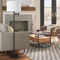 Metal Column Swing Arm Floor Lamp Black/White - Threshold™ 5 Metal Column Swing Arm Floor Lamp Black/White - Threshold™ -Home Decor Store GUEST 5dc65595 1990 48b5 b4ec 1e6adcb26a36