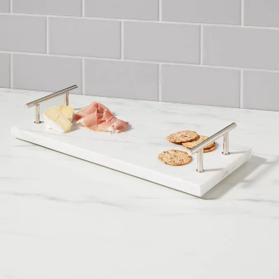 14" X 6" Marble Serving Tray With Metal Handles White - Threshold™ 1 14" X 6" Marble Serving Tray With Metal Handles White - Threshold™