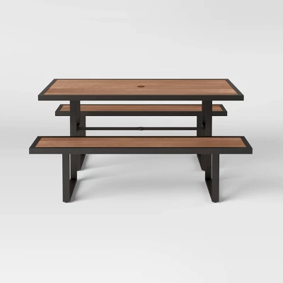 Bryant Faux Wood Rectangle Patio Picnic Table - Gray/Natural Wood - Threshold™ 2 Bryant Faux Wood Rectangle Patio Picnic Table - Gray/Natural Wood - Threshold™ - Image 2
