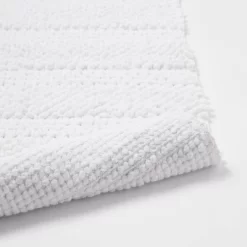 20"x32" Knit Striped Chenille Bath Rug Fringe White - Threshold™ -Home Decor Store GUEST 6239af6f a180 4d02 b1e9 c8e4e3c6d71f