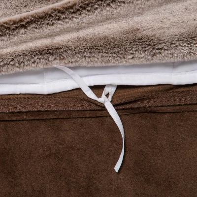 55" X 80" 15lbs Faux Fur Weighted Blanket With Removable Cover Brown - Threshold™ 1 55" X 80" 15lbs Faux Fur Weighted Blanket With Removable Cover Brown - Threshold™