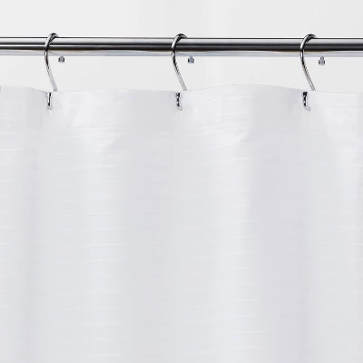 Woven Stripe Shower Curtain White - Threshold™ 2 Woven Stripe Shower Curtain White - Threshold™ - Image 2