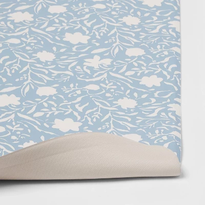 60" X 20" Floral Comfort Runner Mat Blue - Threshold™ 3 60" X 20" Floral Comfort Runner Mat Blue - Threshold™ - Image 3