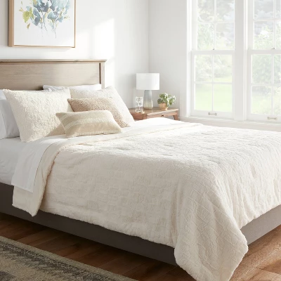 Textured Faux Fur Comforter & Sham Set - Threshold™ 1 Textured Faux Fur Comforter & Sham Set - Threshold™