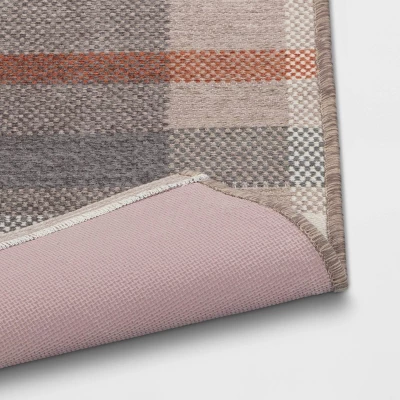 1'8"x2'10" Washable Fall Checkered Accent Rug Tan - Threshold™ 3 1'8"x2'10" Washable Fall Checkered Accent Rug Tan - Threshold™ - Image 3