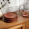 4pk Ceramic App Dining Plates Rust Floral - Threshold™