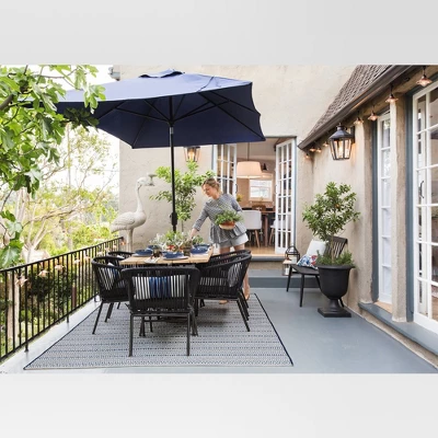 Pattern Stripe Outdoor Rug Blue - Threshold 6 Pattern Stripe Outdoor Rug Blue - Threshold - Image 6