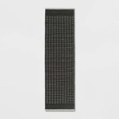 2'x7' Hand Woven Cotton/Wool Runner Black - Threshold™