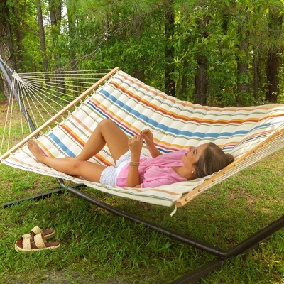 13' Pillowtop Outdoor Fabric Hammock With Spreader Bar Terracotta Pink - Threshold™ 1 13' Pillowtop Outdoor Fabric Hammock With Spreader Bar Terracotta Pink - Threshold™