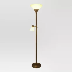 Mother Daughter Torchiere Floor Lamp With Glass Shade - Threshold™