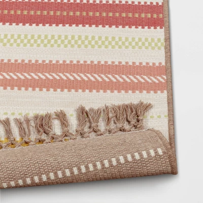 7' X 10' Textural Stripe Woven Outdoor Rug Pink - Threshold™ 3 7' X 10' Textural Stripe Woven Outdoor Rug Pink - Threshold™ - Image 3