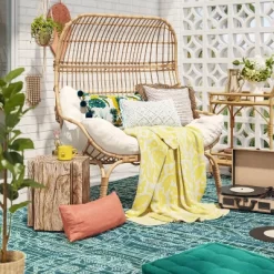 Wicker & Metal Outdoor Patio Chair, Egg Chair Natural - Threshold™ Designed With Studio McGee -Home Decor Store GUEST 98121453 7012 488d ba4f 18f874372531