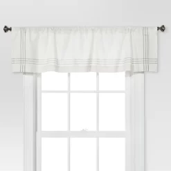 1pc 54"x15" Light Filtering Stripe Border Window Valance Cream/Gray - Threshold™