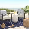 7'x10' Thin Stripe Rectangular Woven Outdoor Area Rug Navy/Ivory - Threshold™