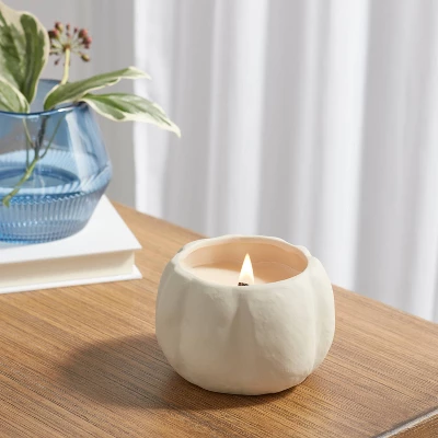 12oz Brushed Abstract Pumpkin Ceramic With Woodwick And Dustcover Warm Cider + Cinnamon Candle - Threshold™ 1 12oz Brushed Abstract Pumpkin Ceramic With Woodwick And Dustcover Warm Cider + Cinnamon Candle - Threshold™