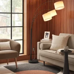 Avenal 3-Head Shaded Arc Floor Lamp Black - Threshold™